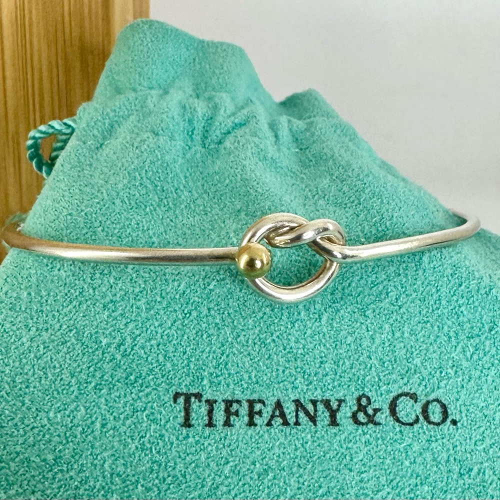 Tiffany & Co. Silver Knot Bangle with Gold Accent